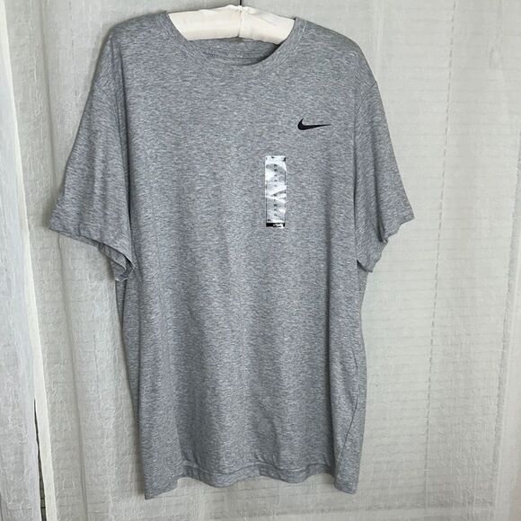 Nike XL Heather Gray Men’s Training Crew Short Sleeve Cotton Blend Tee - Picture 1 of 8